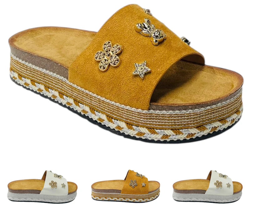 Women's Wide Strap Padded Mules Sandals