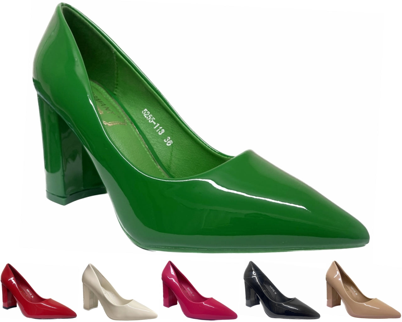 Stylish Block Heel Faux Patent Court Shoes for Women - Classy