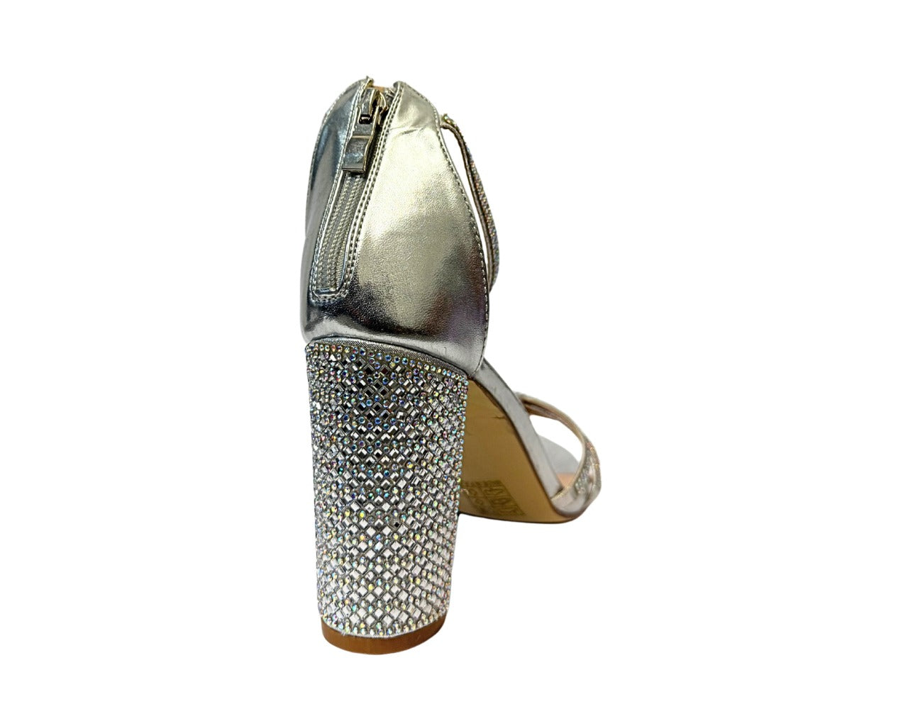 Women's AH616 Rhinestone Block Heel Ankle Strap Shoes