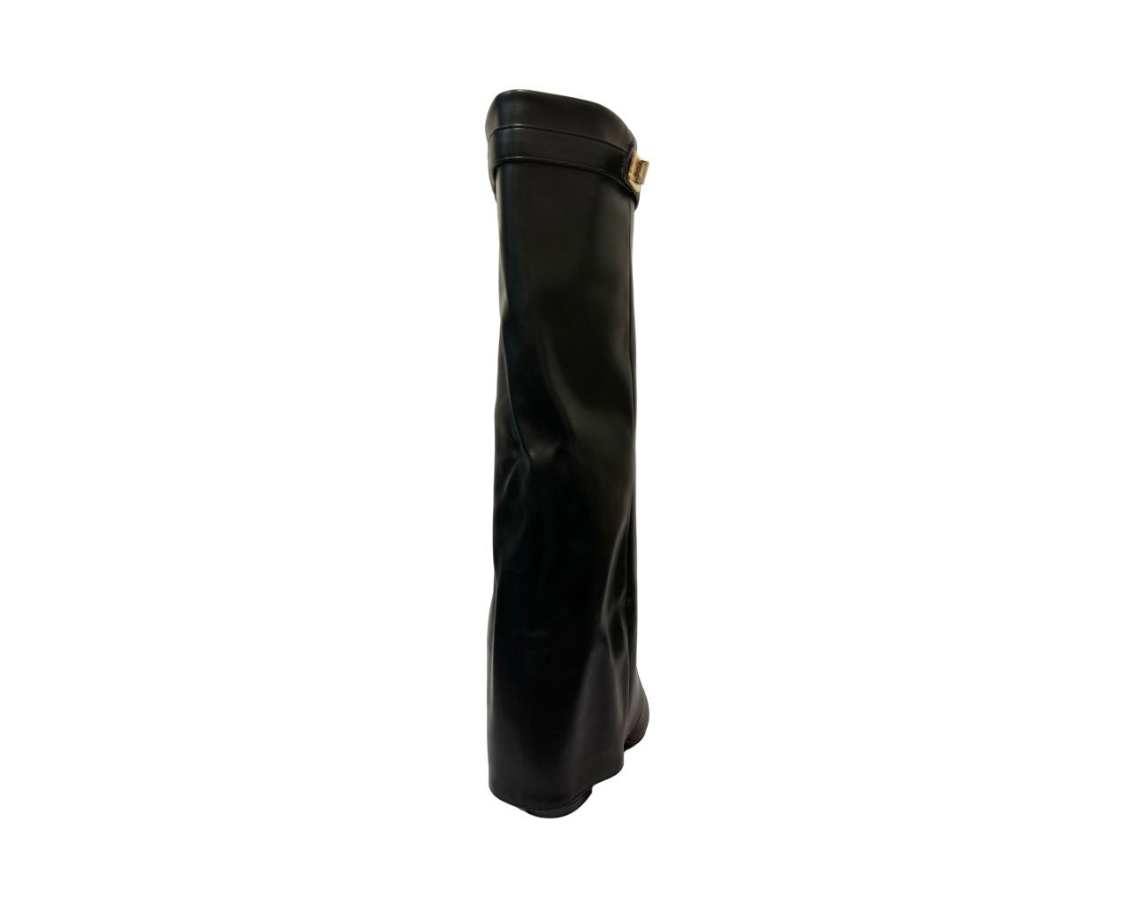Women's Faux Leather Knee High Fold Over Block Heel Boots