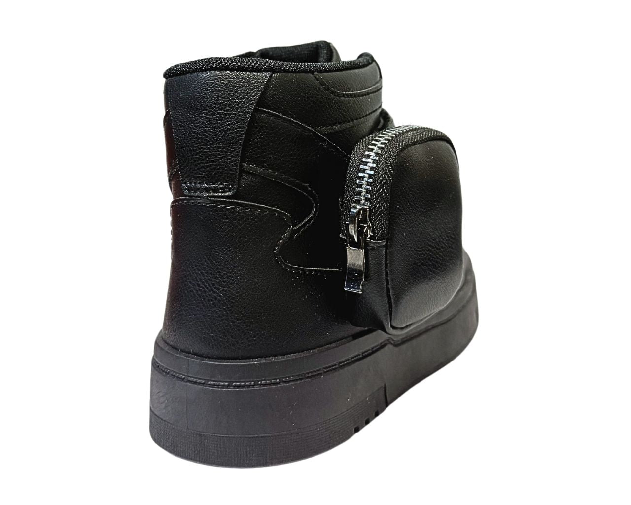Women's Faux Leather Chunky Sole Lace Up And side Pocket Ankle Trainers