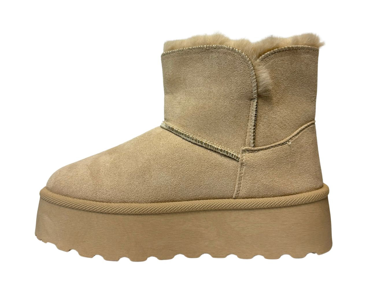 Women's Faux Fur Lining Platform Mini Ankle Boots