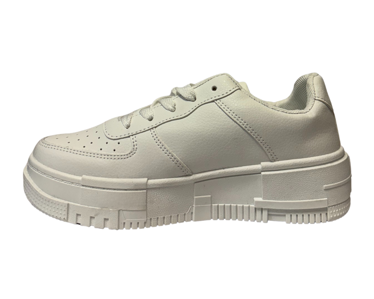 Women's Faux Leather Flat Sole And Lace Up Trainers