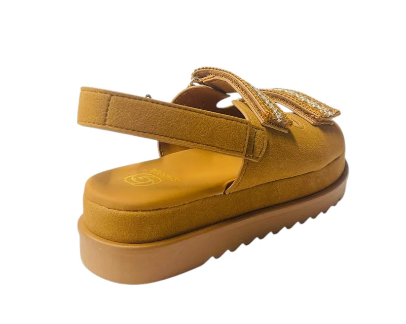 Women's Faux Leather Double Strap Chunky Sole Sandals