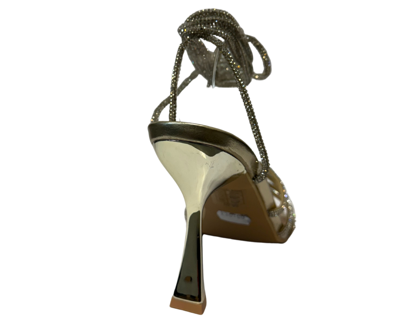 Women's Gold Lace up Diamante Strap Heels