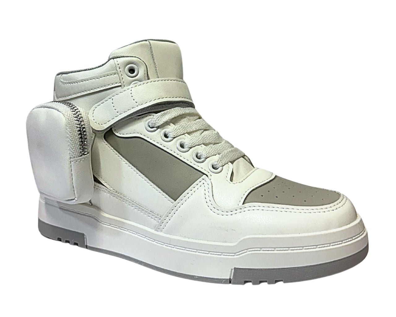 Women's Faux Leather Chunky Sole Lace Up And side Pocket Ankle Trainers