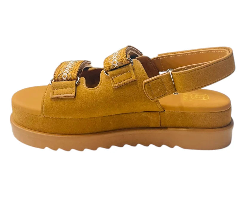 Women's Faux Leather Double Strap Chunky Sole Sandals