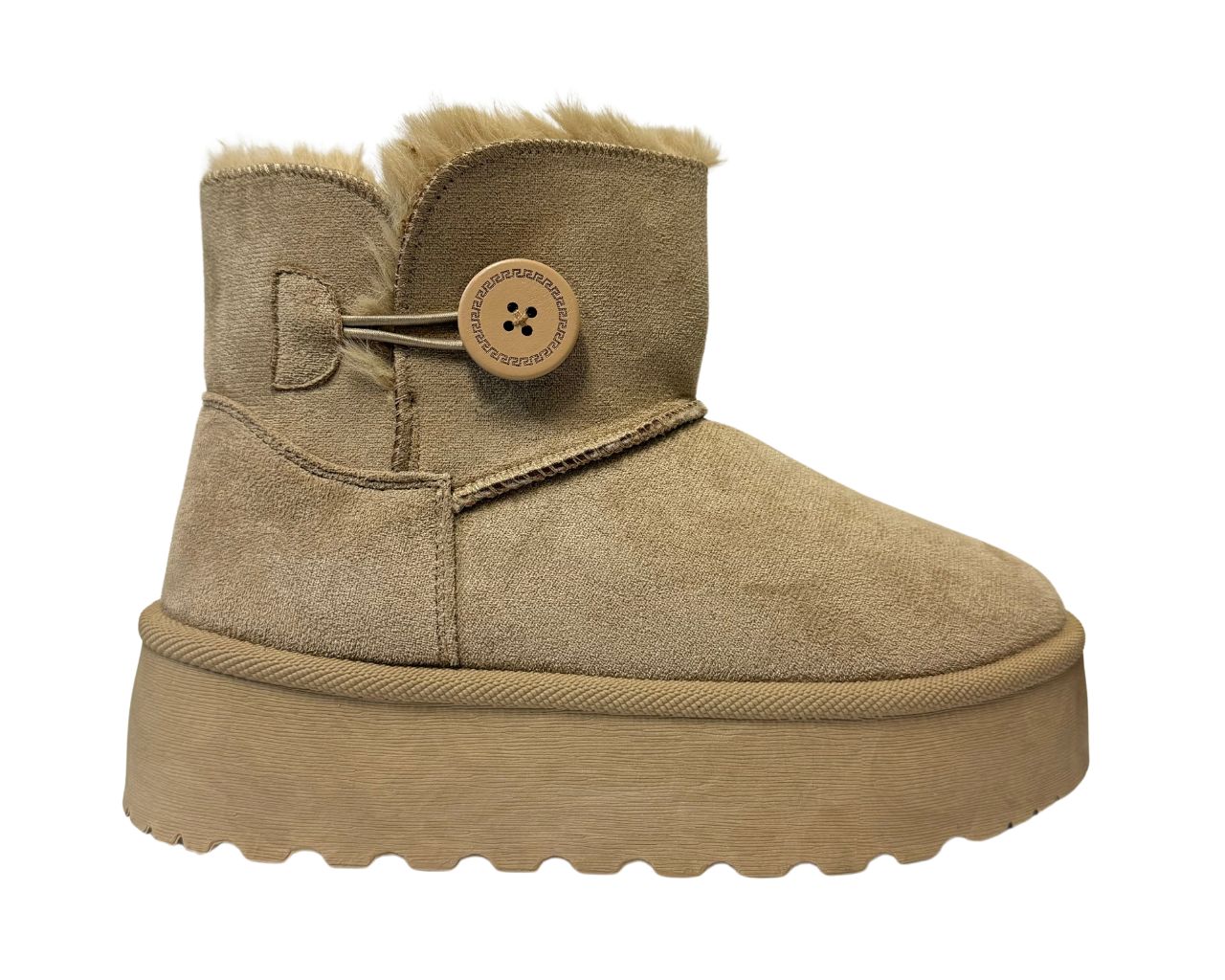 Women's Faux Fur Lining Platform Mini Ankle Boots