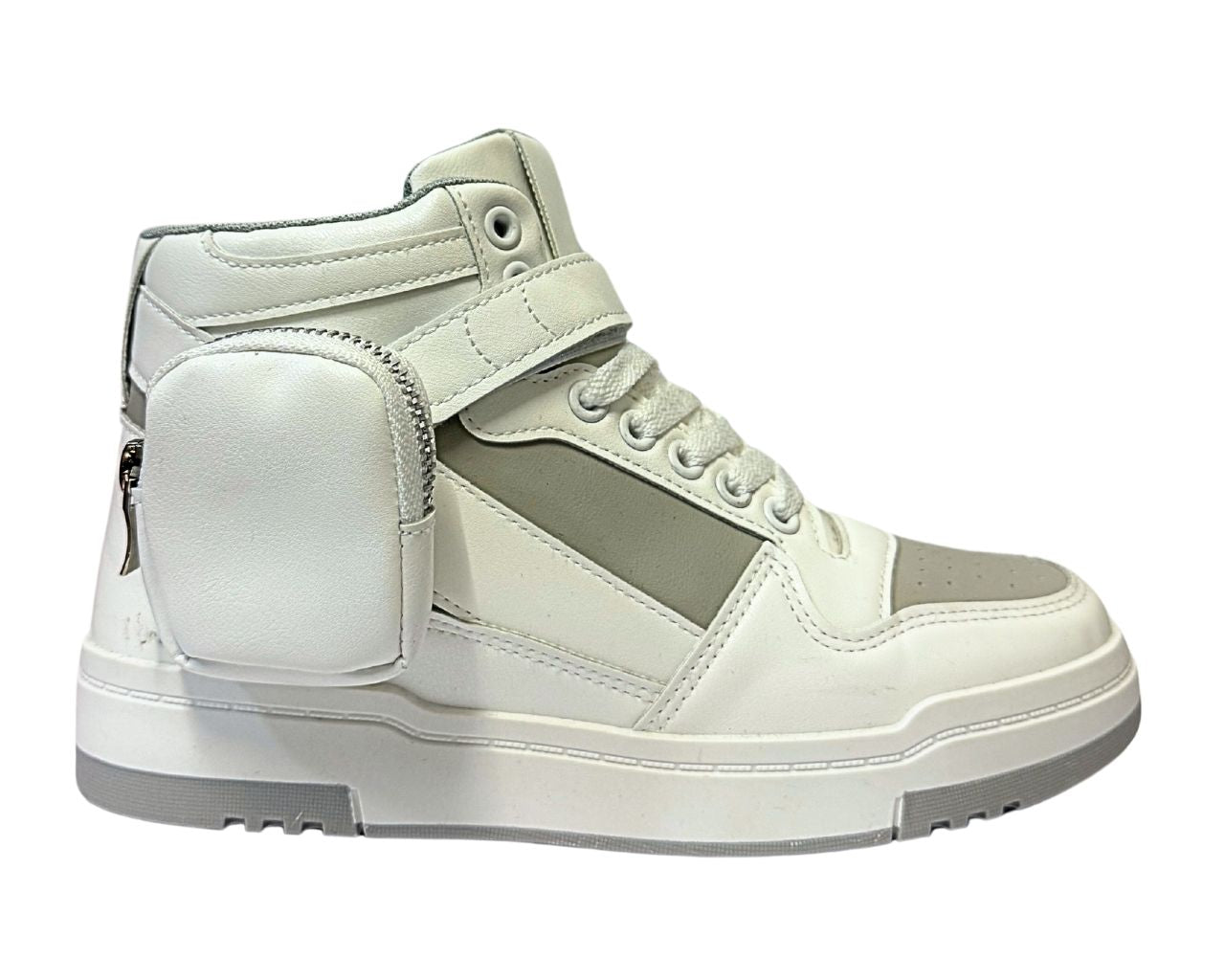 Women's Faux Leather Chunky Sole Lace Up And side Pocket Ankle Trainers
