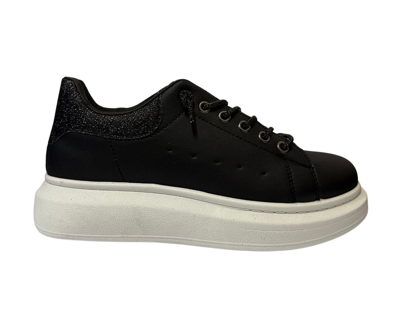 Women's Faux Leather Rhinestone Lace Up Trainers
