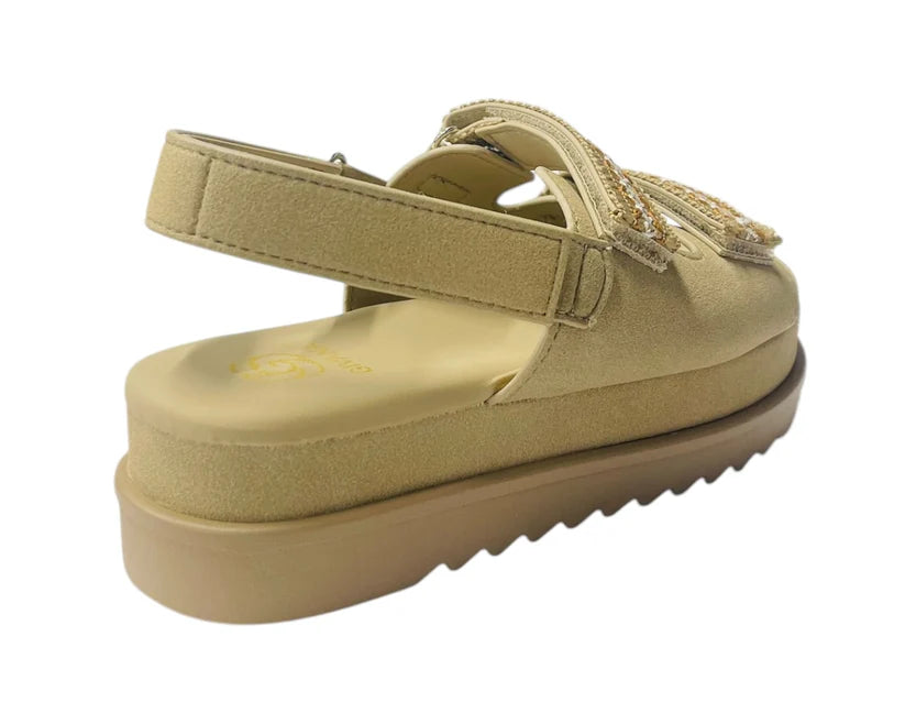 Women's Faux Leather Double Strap Chunky Sole Sandals