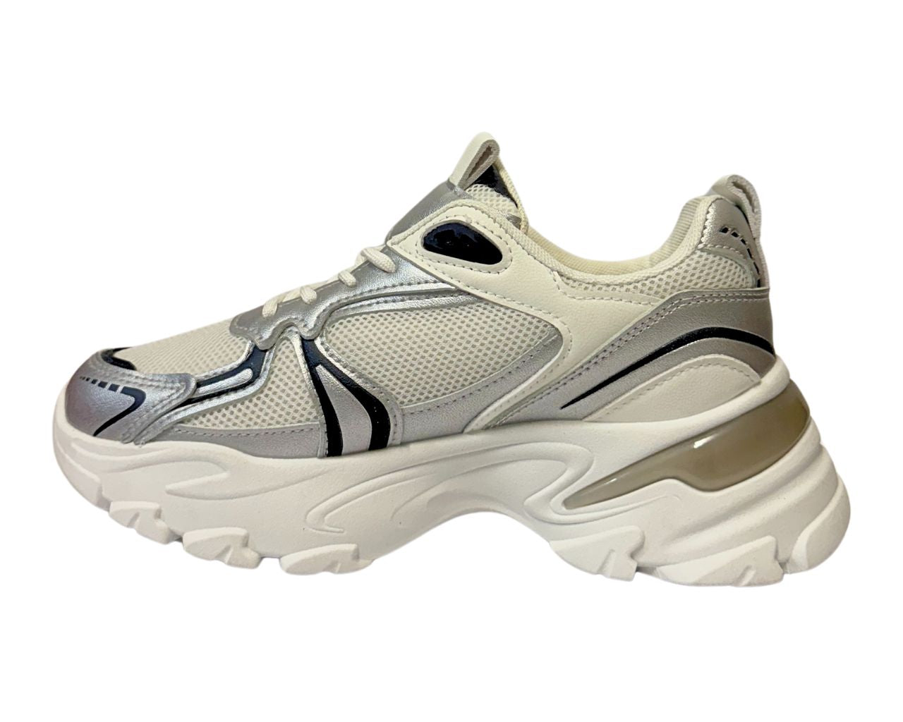 Women's Chunky Sole Lace Up Sports Comfy Gym Walking Trainers