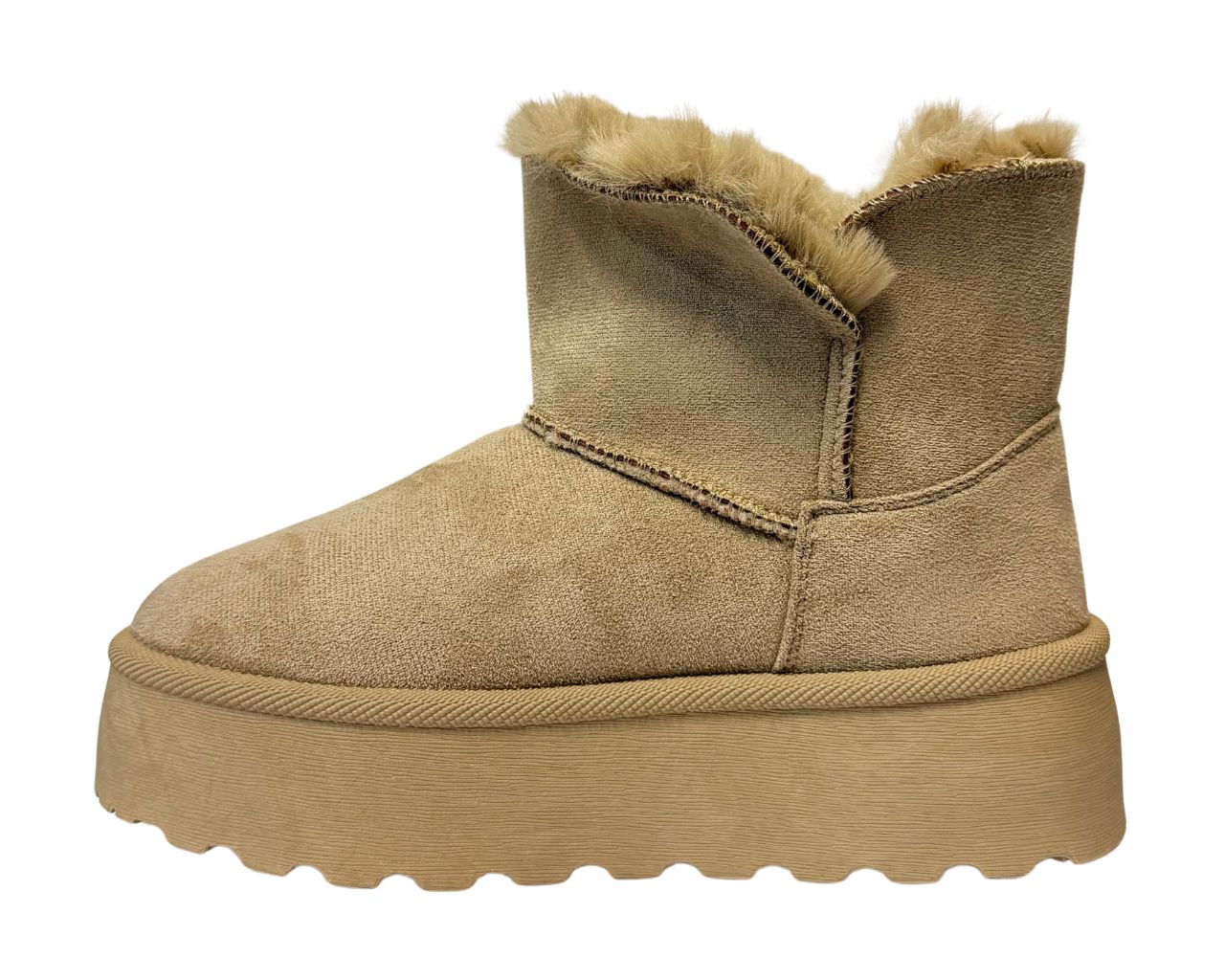 Women's Faux Fur Lining Platform Mini Ankle Boots