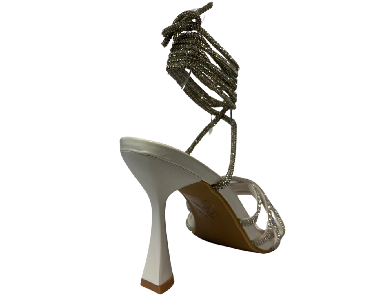Women's Gold Lace up Diamante Strap Heels