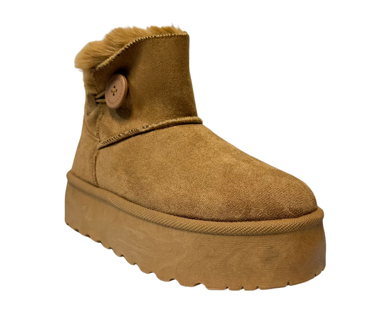 Women's Faux Fur Lining Platform Mini Ankle Boots