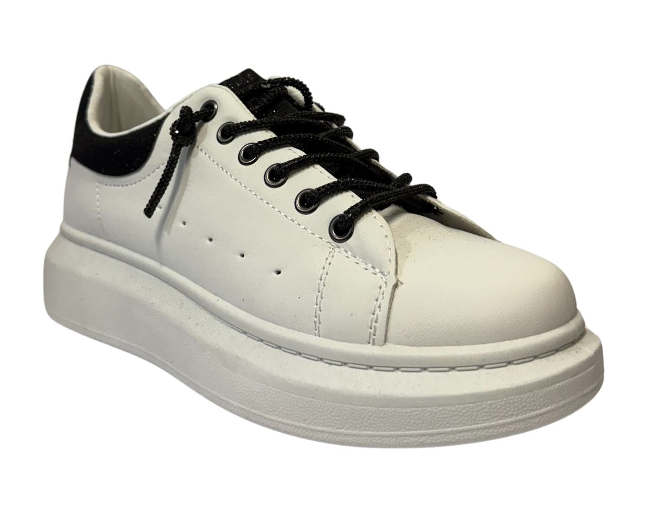 Women's Faux Leather Rhinestone Lace Up Trainers
