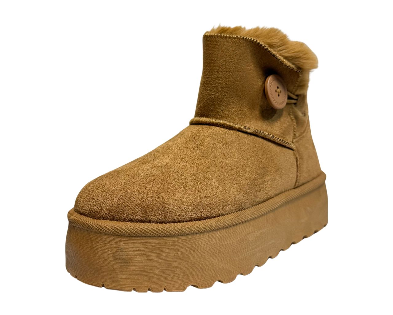 Women's Faux Fur Lining Platform Mini Ankle Boots