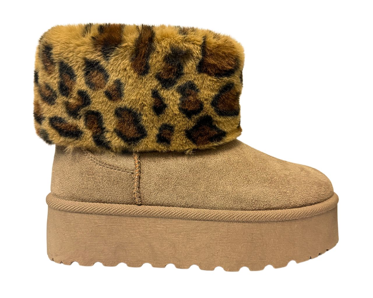Women's Fold Over Faux Fur Lining Platform Ankle Boots