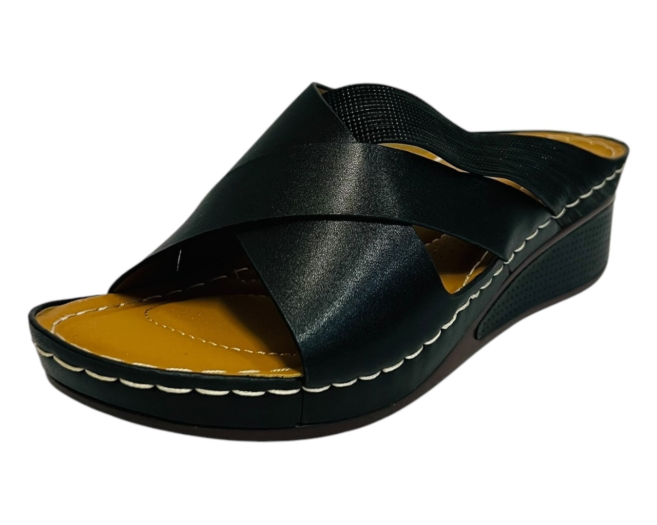 Women's Lightweight Cross Strap Mules Wedge Slider
