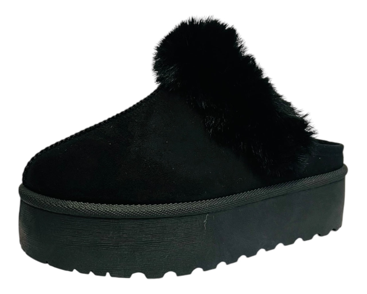 Faux Suede Platform Slip On fur Slippers
