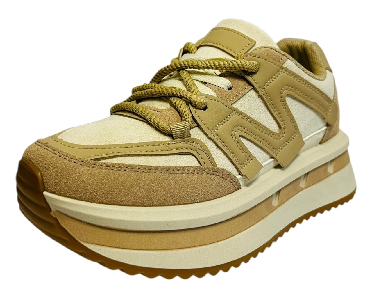 Womens Faux Leather Lace Up Platform Trainers