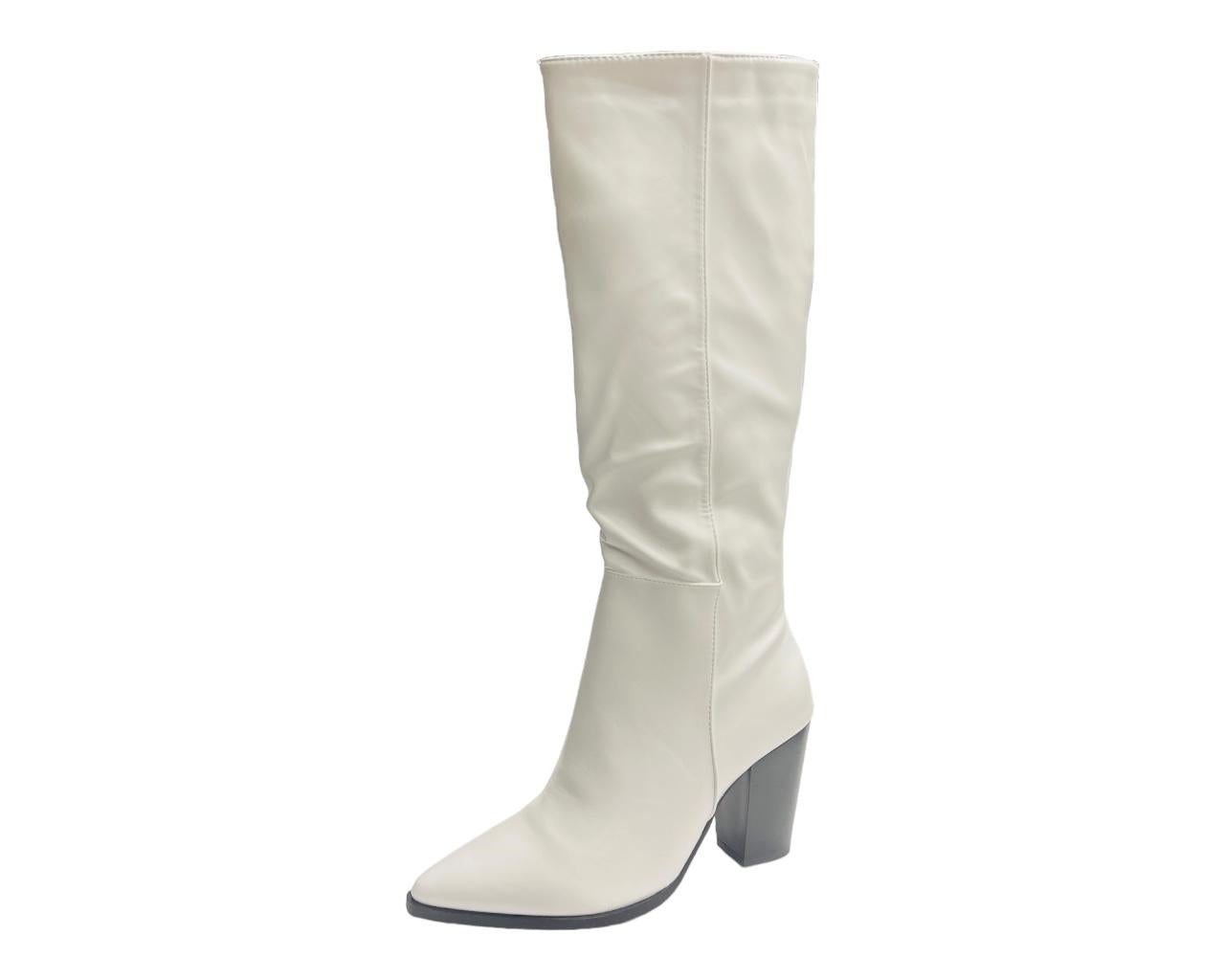 Women's Pointy Toe Knee High Boots Knight Block Heels Nightclub Shoes