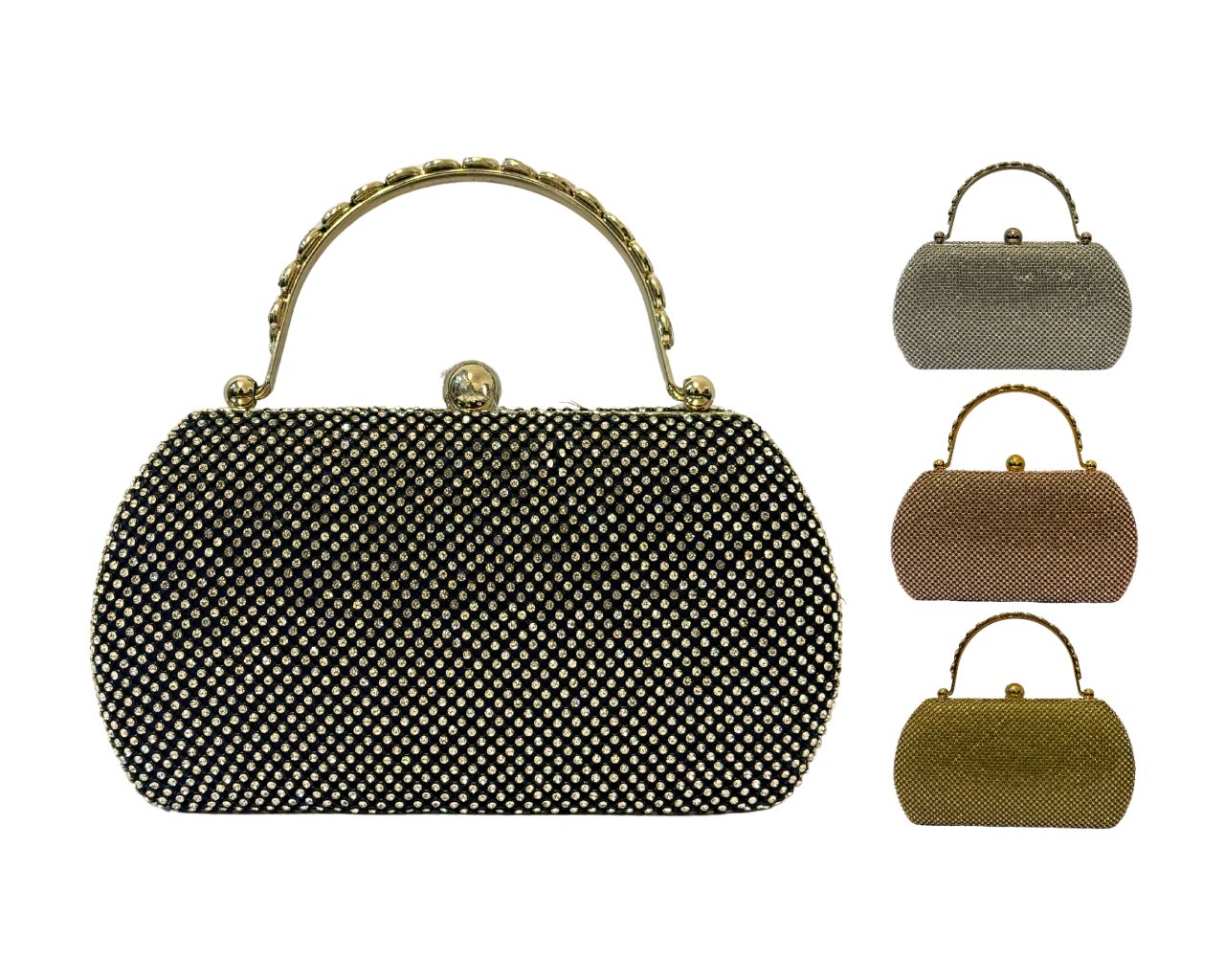 Women Elegant Box Bag with Zircon Embellishments, Decorative Handles & Detachable Chain