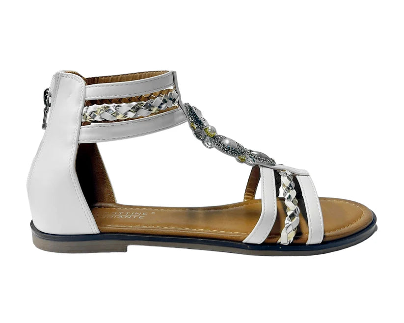 Women's Ankle Strap Flat Zip Gladiator Sandals