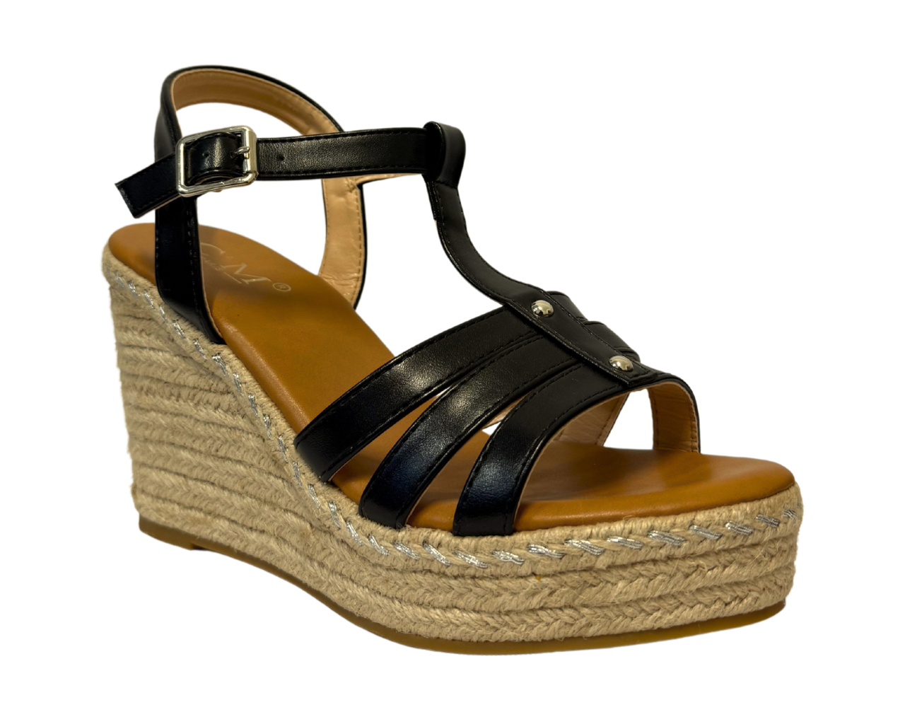 Women's Faux Leather Ankle Strap Wedge Sandals