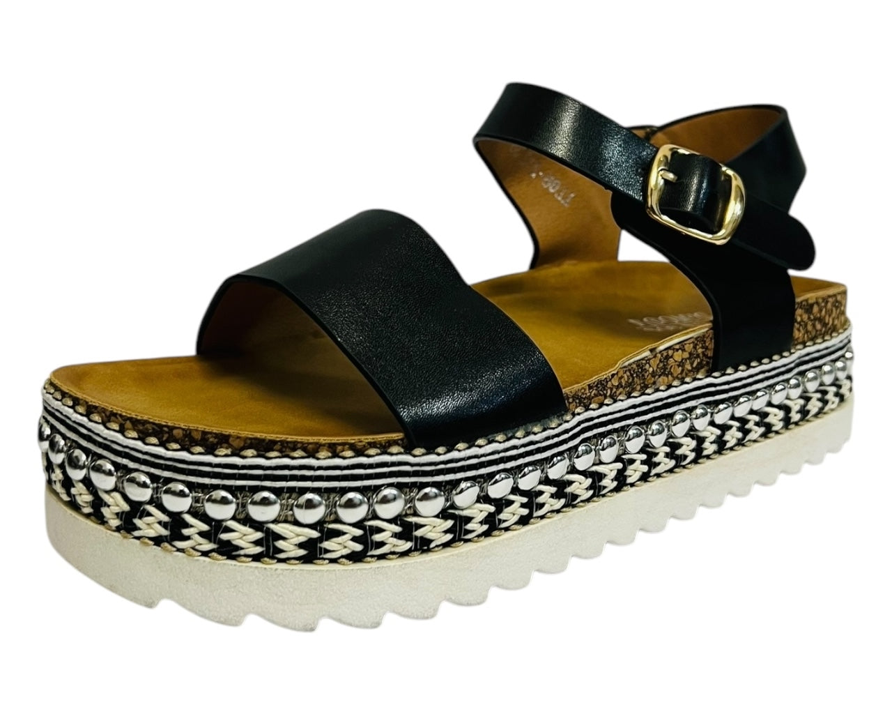 Women's Ankle Strap Faux Leather Wedge Sandals