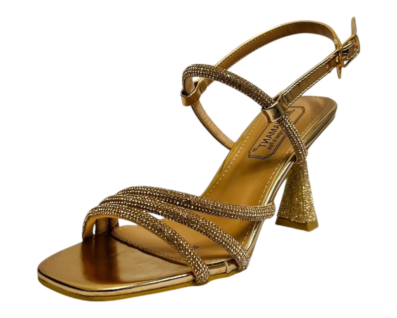 Women's Diamante Strappy Spool Heel Shoes
