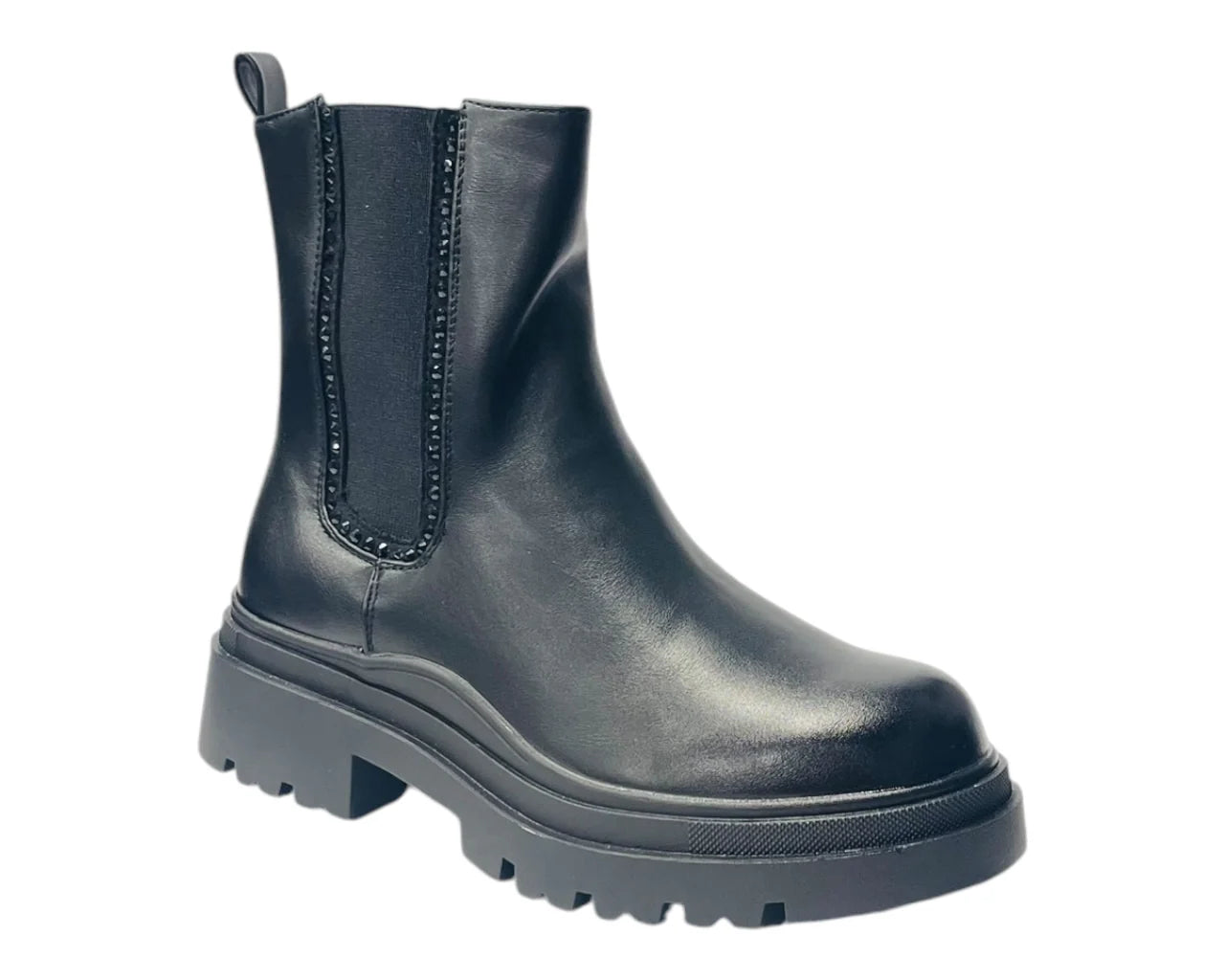 Women's Chunky Sole Rhinestone Chelsea Boots