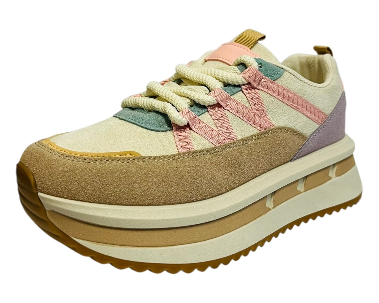 Women's Platform Faux Leather Lace Up Trainers