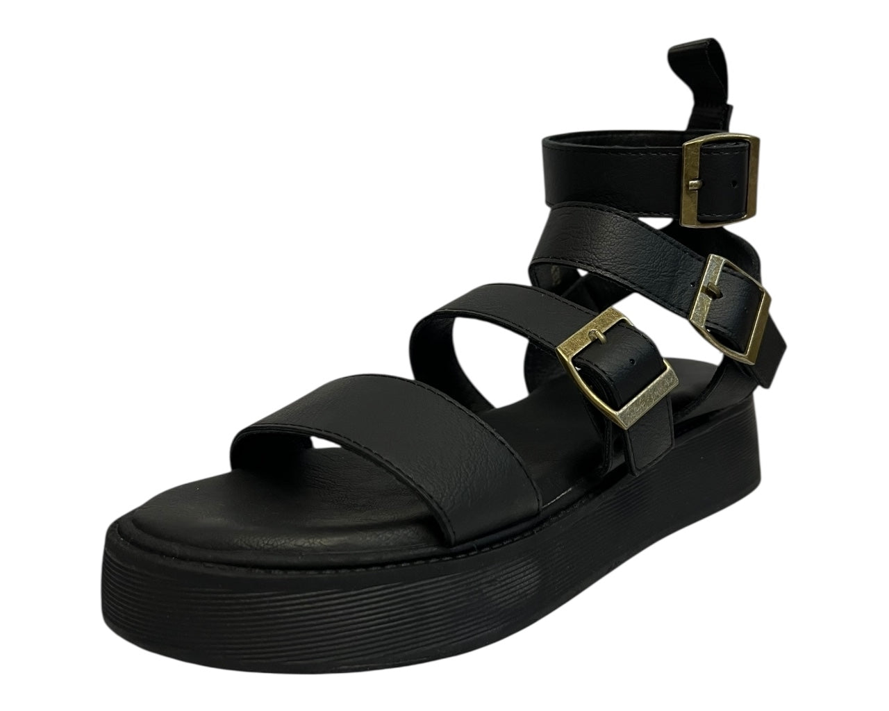 Women's Ankle Strap Platform Gladiator Sandals Black