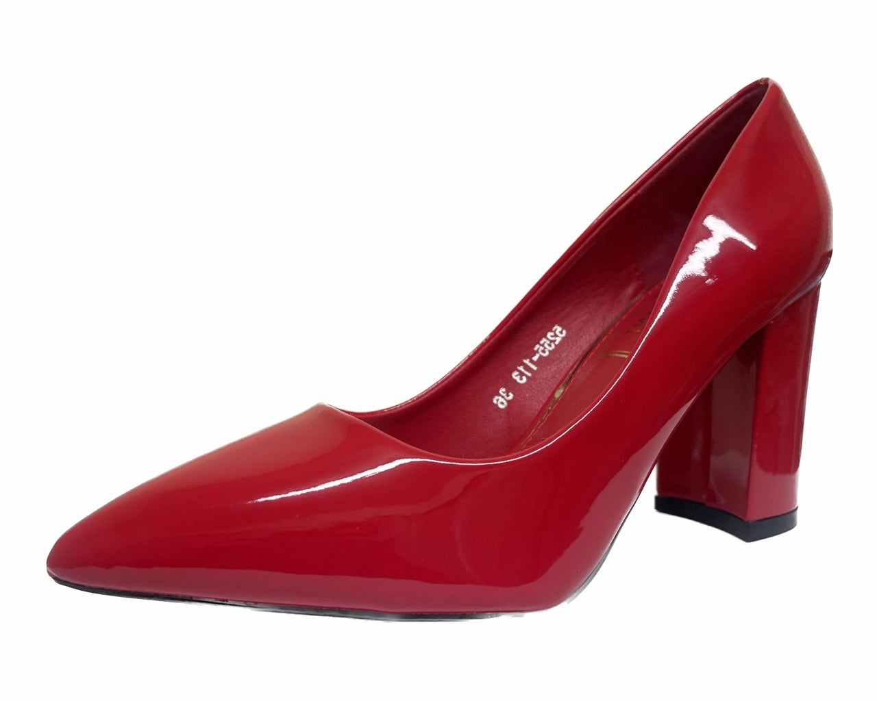 Stylish Block Heel Faux Patent Court Shoes for Women - Classy