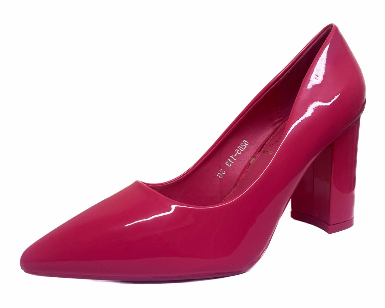 Stylish Block Heel Faux Patent Court Shoes for Women - Classy