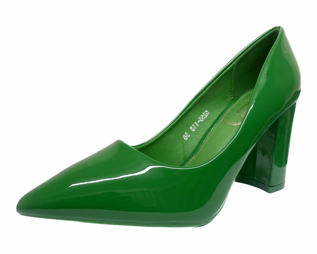 Stylish Block Heel Faux Patent Court Shoes for Women - Classy