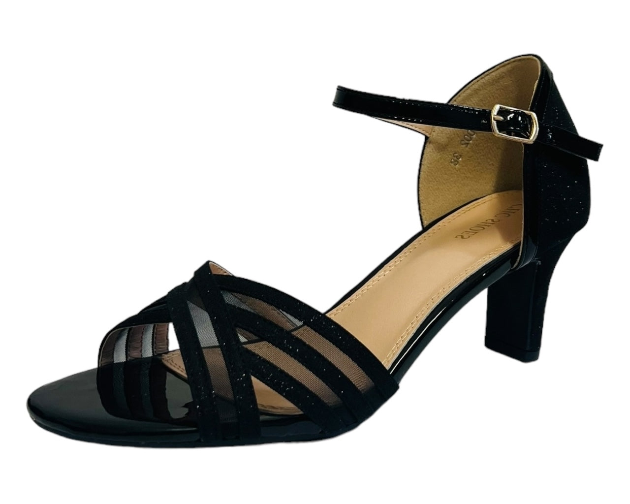 Women's Glitter Ankle Strap Block Heel Wedding Prom Party Fashion Shoes