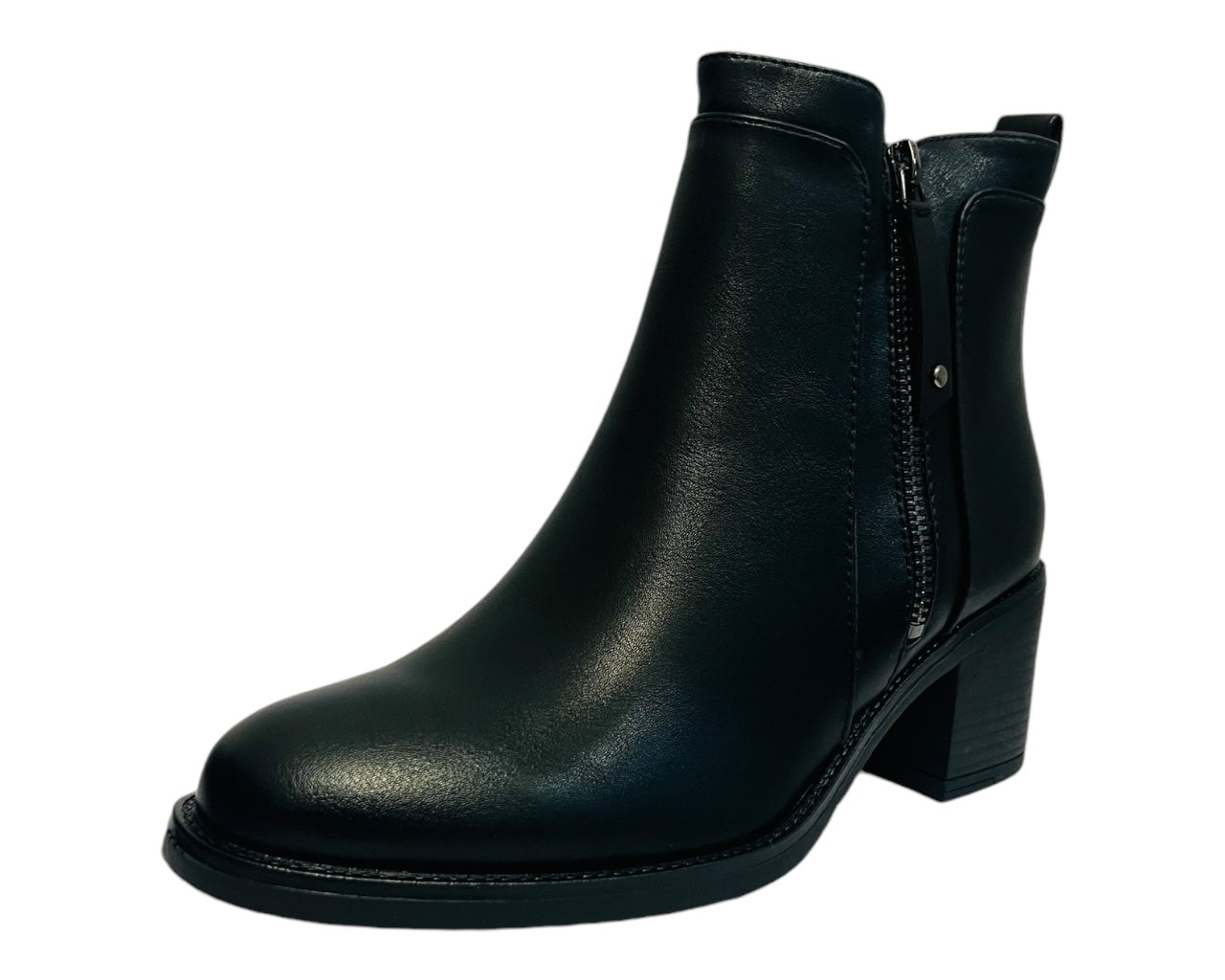 Women's Faux Leather Block Heel Ankle Boots
