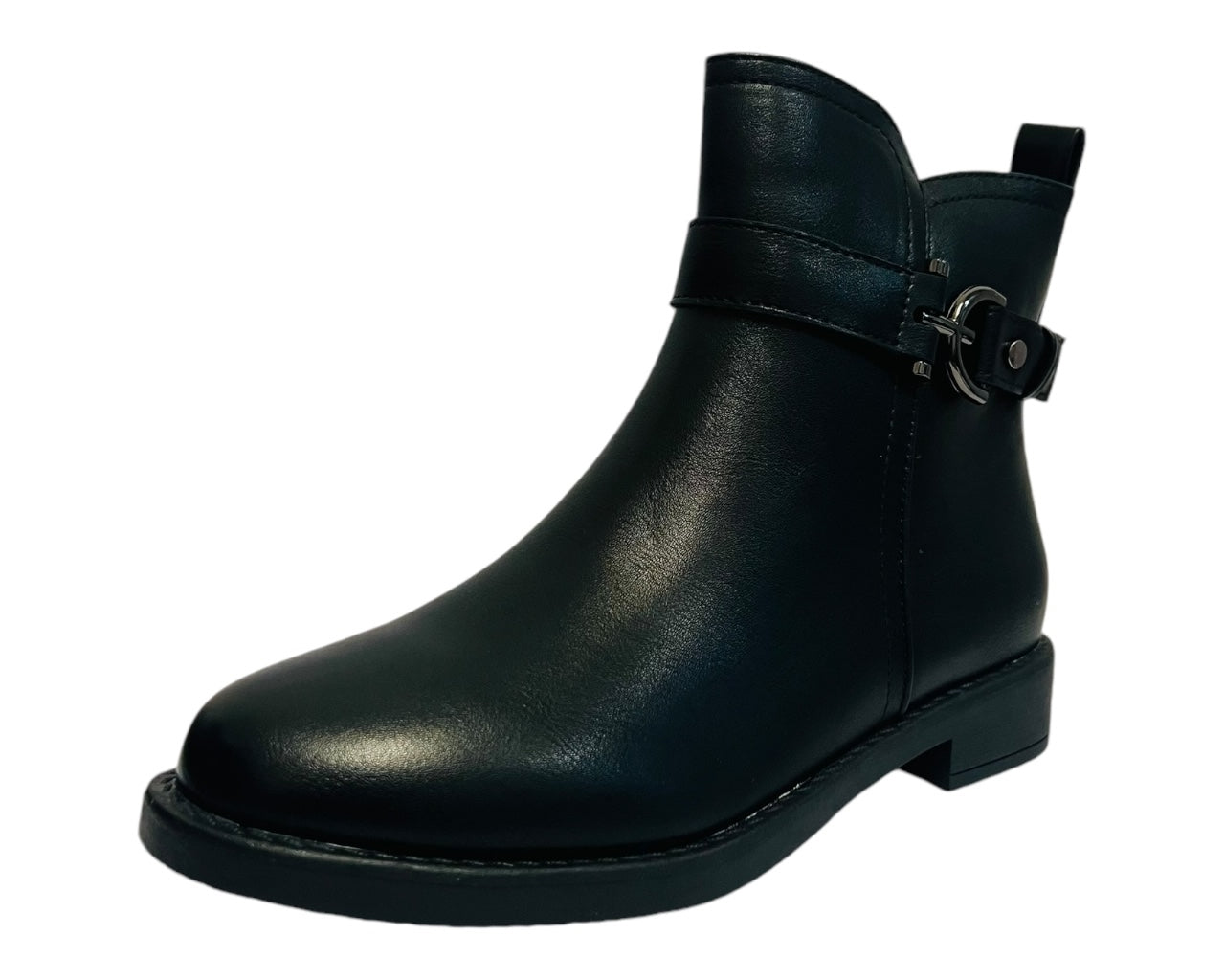 Women's Faux Leather Flat Sole Ankle Boots