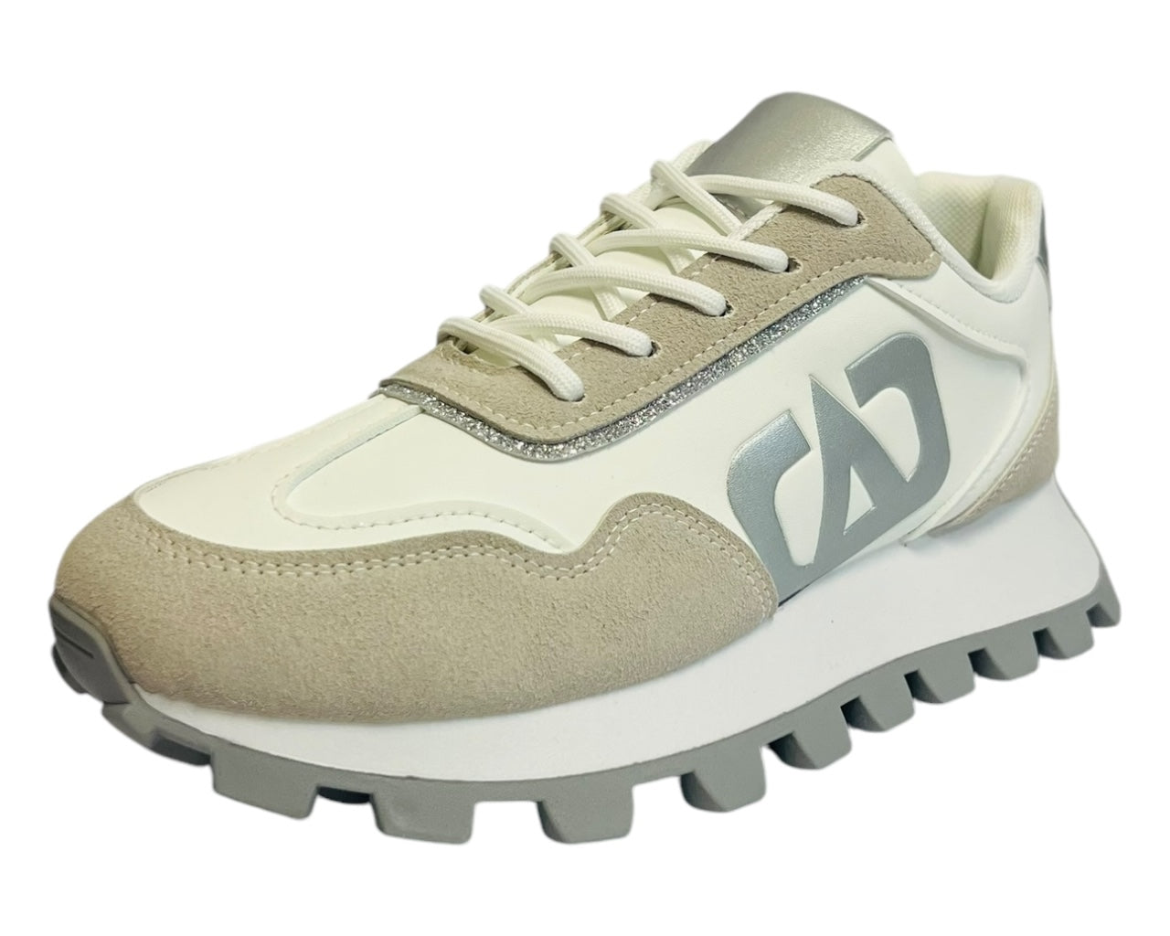 Women's Retro Chunky Sole Lace Up Trainers White