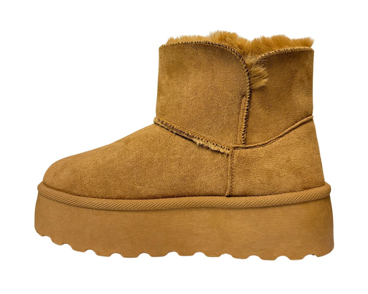Women's Faux Fur Lining Platform Mini Ankle Boots