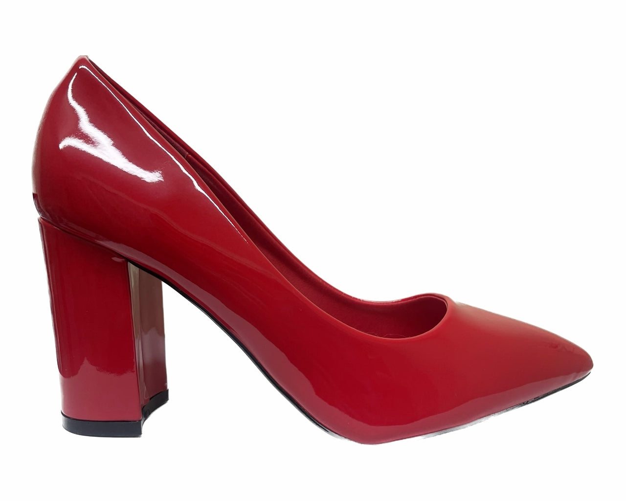 Stylish Block Heel Faux Patent Court Shoes for Women - Classy