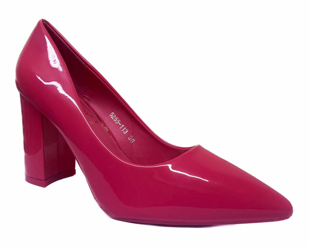 Stylish Block Heel Faux Patent Court Shoes for Women - Classy
