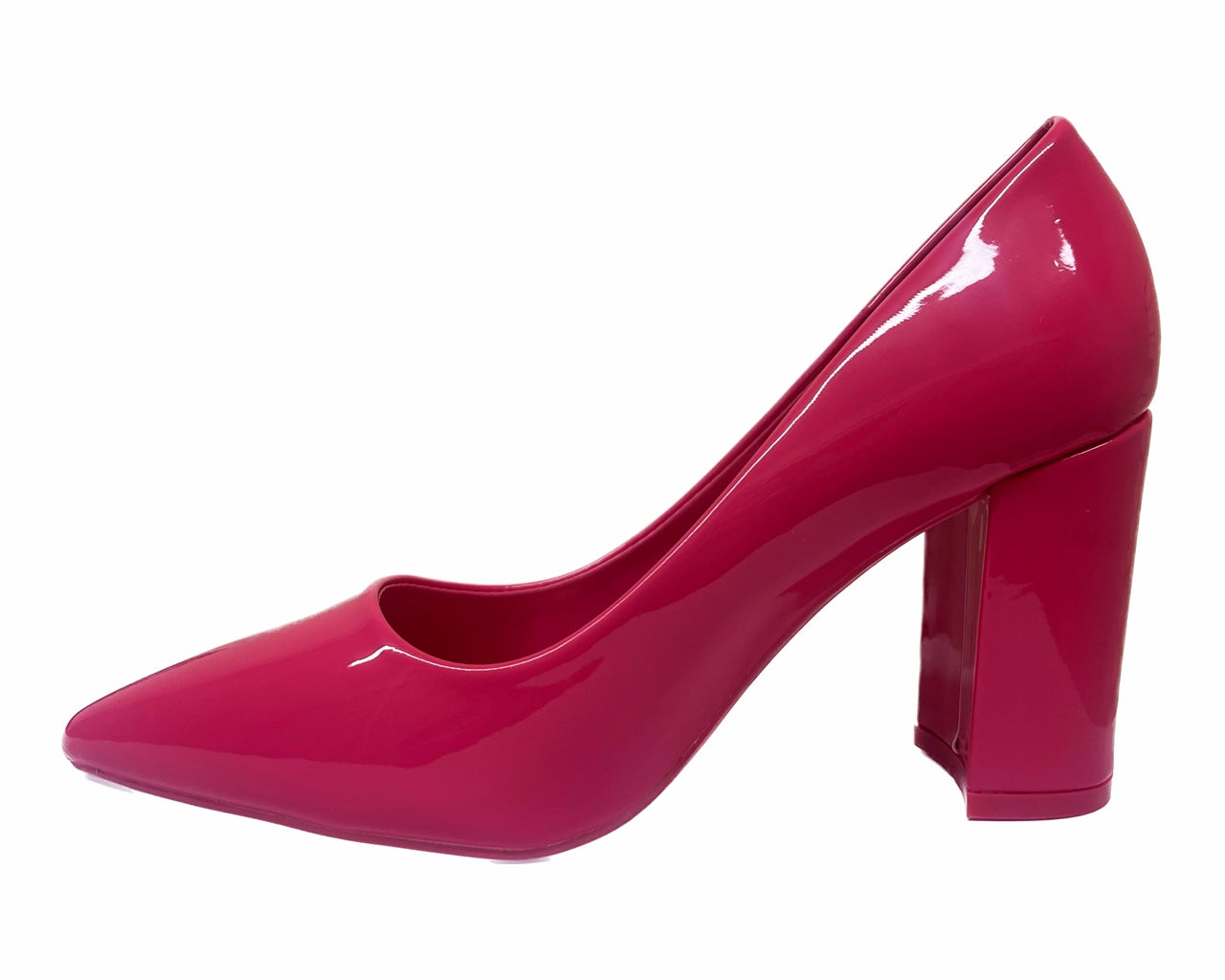 Stylish Block Heel Faux Patent Court Shoes for Women - Classy