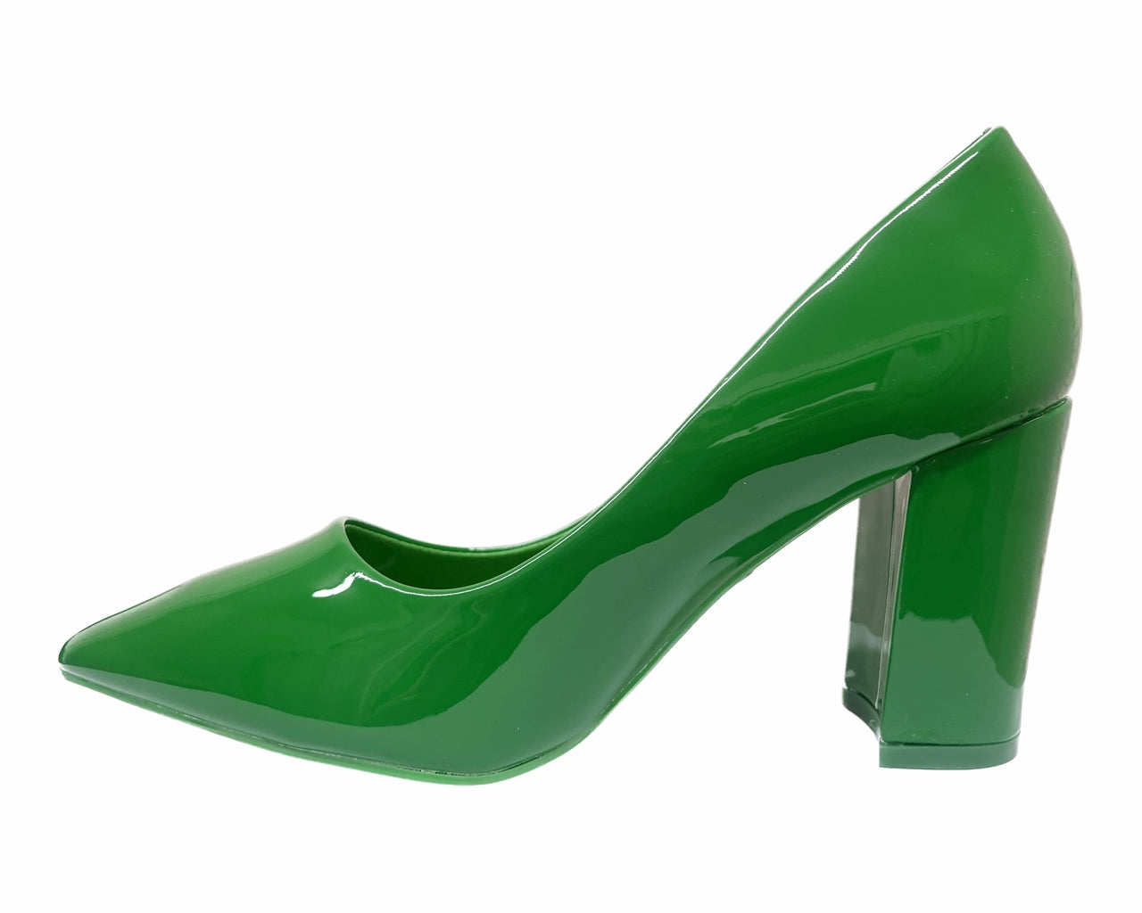 Stylish Block Heel Faux Patent Court Shoes for Women - Classy