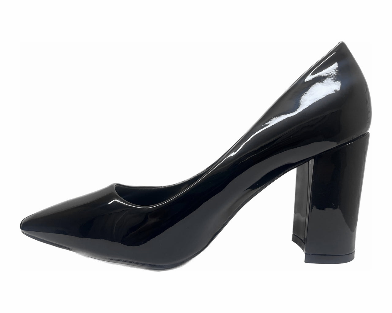 Stylish Block Heel Faux Patent Court Shoes for Women - Classy