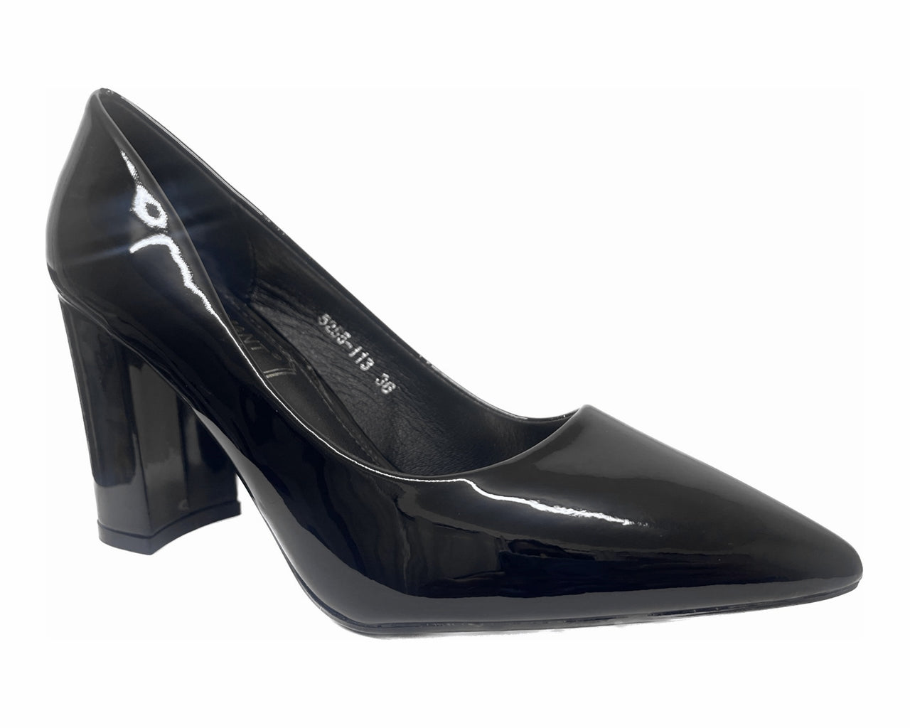 Stylish Block Heel Faux Patent Court Shoes for Women - Classy