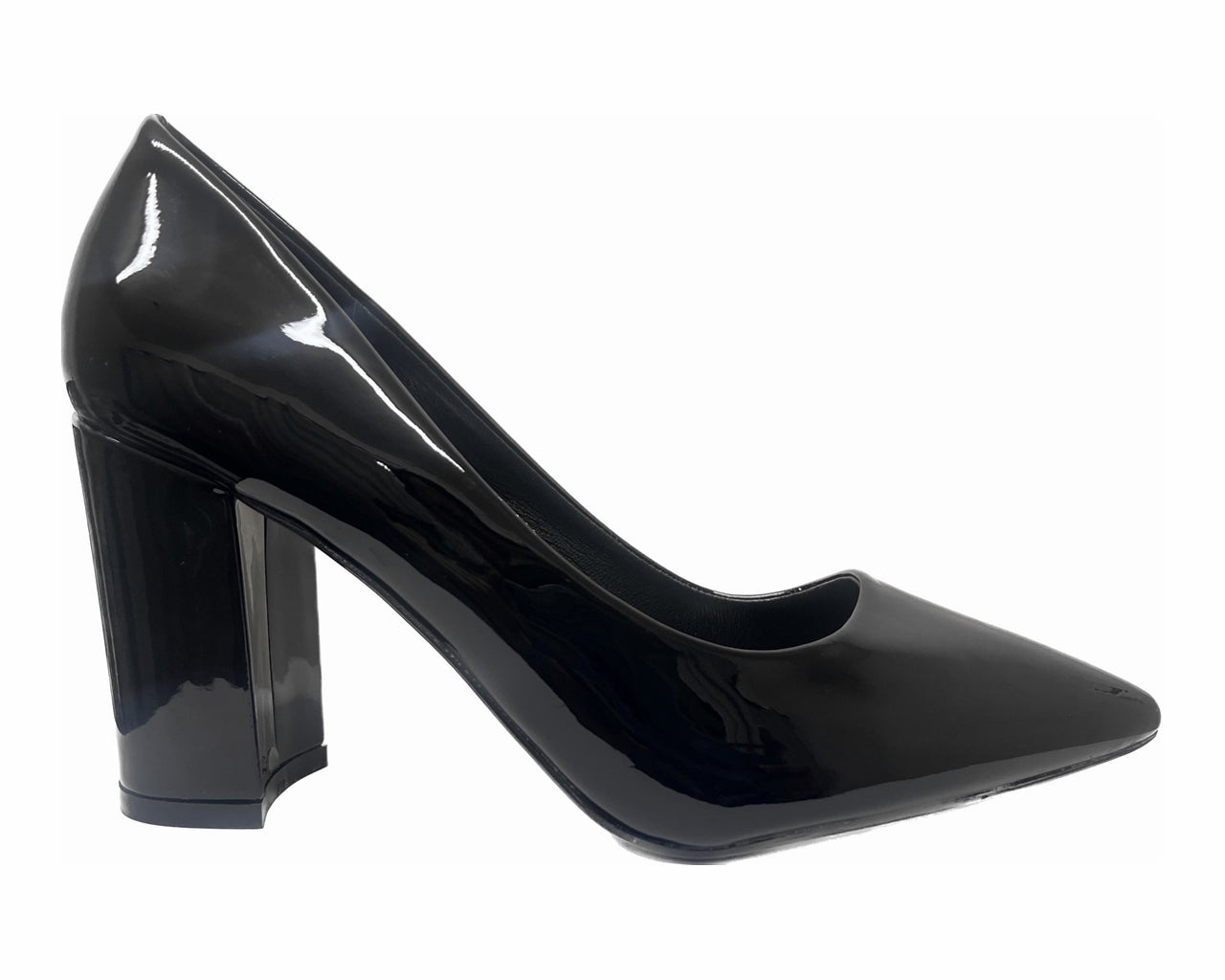 Stylish Block Heel Faux Patent Court Shoes for Women - Classy