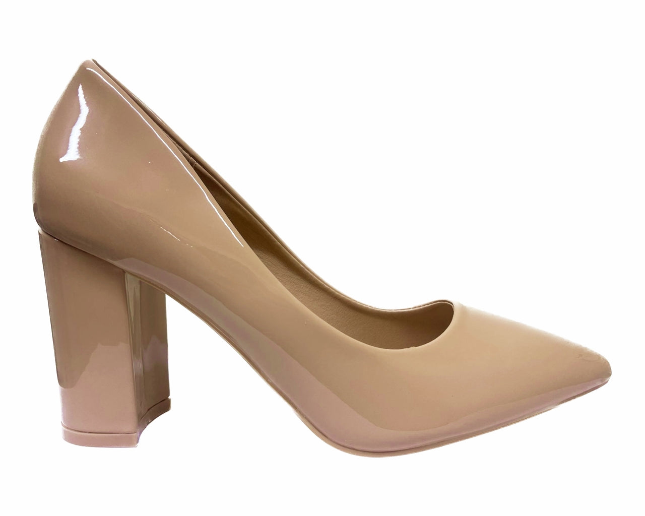 Stylish Block Heel Faux Patent Court Shoes for Women - Classy